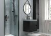 Mampara frontal con puertas abatibles transparentes