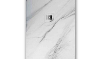 Plato de
  ducha resina textura pizarra. Efecto en Mármol Calacatta y otros acabados -
  antideslizante STONE 3D moderno