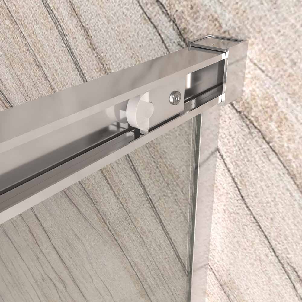 Mampara
  de ducha NEXO frontal 1 fijo - 1 puerta corredera perfil MINIMALISTA Cromo
  brillo