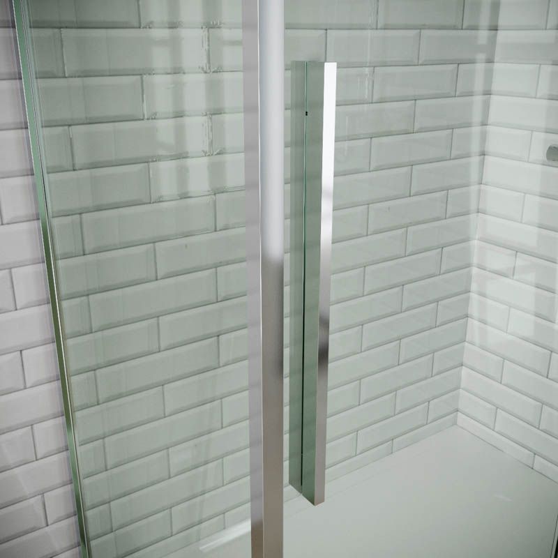 Mampara de ducha rectangular VISION apertura frontal 1 fijo-1 puerta corredera + 1 fijo. Con tratamiento anti-cal. Acabado Cromo brillo - Imagen 3