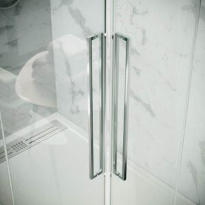 Mampara de ducha frontal 2 puertas abatibles con tratamiento anti-cal. VISION AVANT