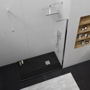 Plato ducha resina ONE Negro RAL 9005 y otros colores con textura pizarra antibacteriano y antideslizante. Rejilla inox