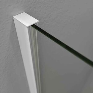 Fijo de ducha mampara ZEN perfil Blanco mate - Vidrio 8 MM con tratamiento anti-cal incluido- Brazo sujección acero inox. extensible.