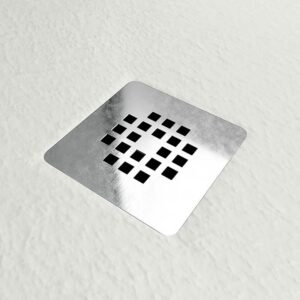 Plato ducha resina ONE Blanco RAL 9003 y otros colores con textura pizarra antibacteriano y antideslizante. Rejilla inox