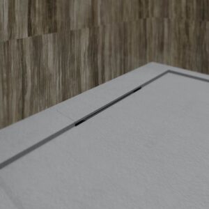 Plato ducha resina enmarcado SYSTEM Gris Cemento - colores a elegir - textura pizarra - antibacteriano y antideslizante