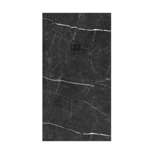 Plato de ducha resina textura pizarra. Efecto en mármol Sahara negro - antideslizante STONE 3D moderno