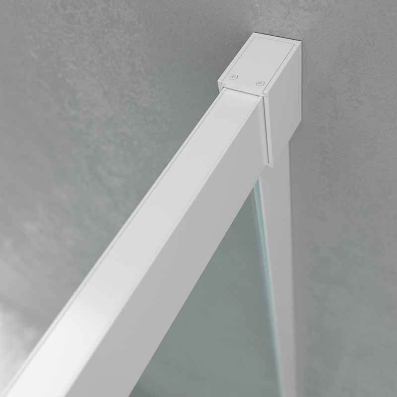 Mampara de ducha cuadrada BASIC apertura angular 2 fijos-2 puertas correderas. Sin perfil inferior. Con tratamiento anti-cal.Acabado BLANCO MATE. - Imagen 6