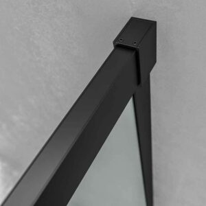 Mampara de ducha cuadrada BASIC apertura angular 2 fijos-2 puertas correderas. Sin perfil inferior. Con tratamiento anti-cal.Acabado NEGRO MATE
