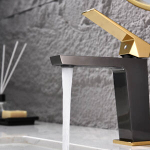 Grifo Monomando de Lavabo INFINITE Negro Cristal / Oro Brillo