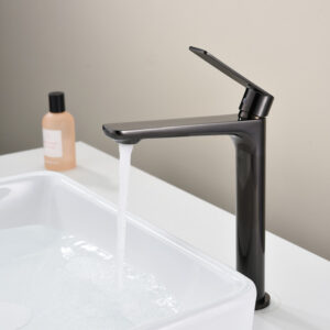 Grifo Monomando Alto de Lavabo GLORY Negro Cristal