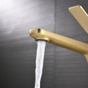 Grifo Monomando Alto de Lavabo GLORY Oro Cepillado