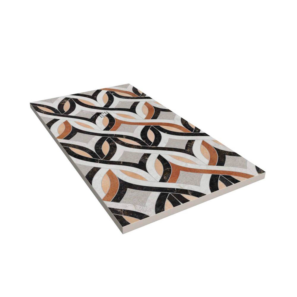 Plato de ducha resina Art-Deco textura pizarra Antikes. Antideslizante STONE 3D moderno - Imagen 2