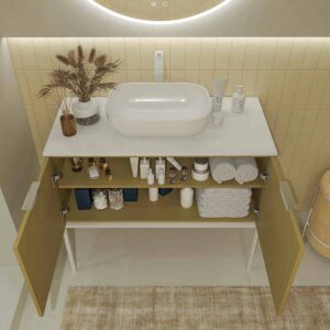 Mueble de baño ELLA con patas 2 puertas acabado OLIVA