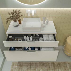 Mueble de baño ELLA con patas 2 cajones acabado BLANCO
