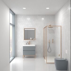 Mueble de baño 2 cajones acabado mate GRIS CEMENTO con lavabo resina 6 cm grosor