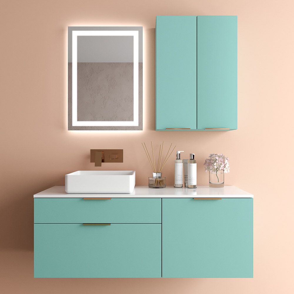 Mueble de baño EMMA suspendido 2 cajones / 1 puerta acabado ULTRAMAR