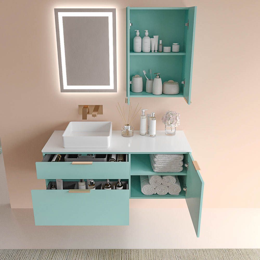 Mueble de baño EMMA suspendido 2 cajones / 1 puerta acabado ULTRAMAR - Imagen 2