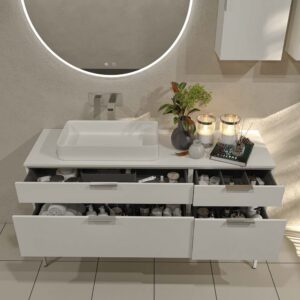 Mueble de baño ELLA con patas 4 cajones acabado BLANCO