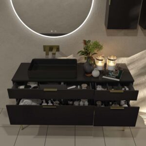Mueble de baño ELLA con patas 4 cajones acabado NEGRO