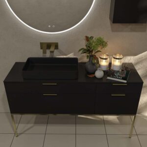 Mueble de baño ELLA con patas 4 cajones acabado NEGRO