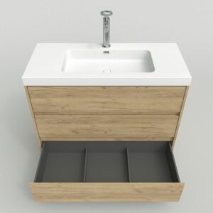 Mueble de baño con patas 3 cajones CARMEN acabado ROBLE CLARO