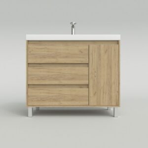 Mueble de baño con patas 3 cajones / 1 puerta superior CARMEN acabado ROBLE CLARO