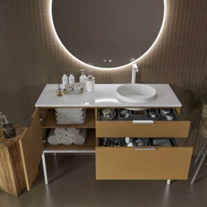 Mueble de baño ELLA con patas 2 cajones- 1 puerta acabado ARCILLA