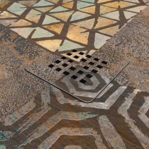Plato de ducha resina Art-Deco textura pizarra Timiris. Antideslizante STONE 3D moderno