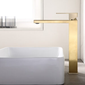 Grifo Monomando de Lavabo Alto ARMY Oro Cepillado