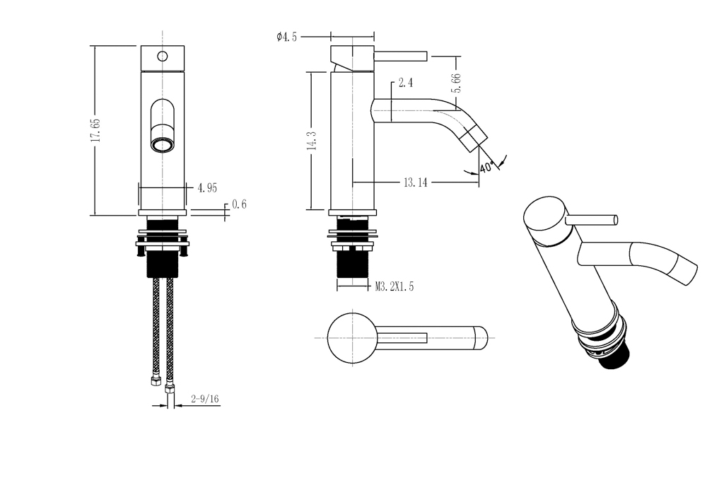 Grifo Monomando de Lavabo ROCK Black Gum Metal - Imagen 2