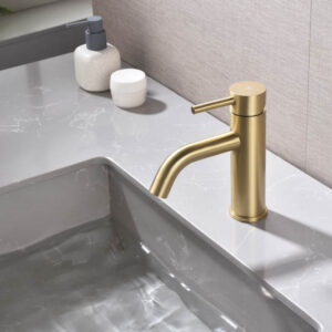 Grifo Monomando de Lavabo ROCK Oro Cepillado