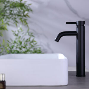 Grifo Monomando de Lavabo Alto ROCK Negro Mate