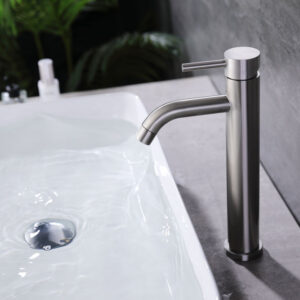 Grifo Monomando de Lavabo Alto ROCK Níquel Cepillado