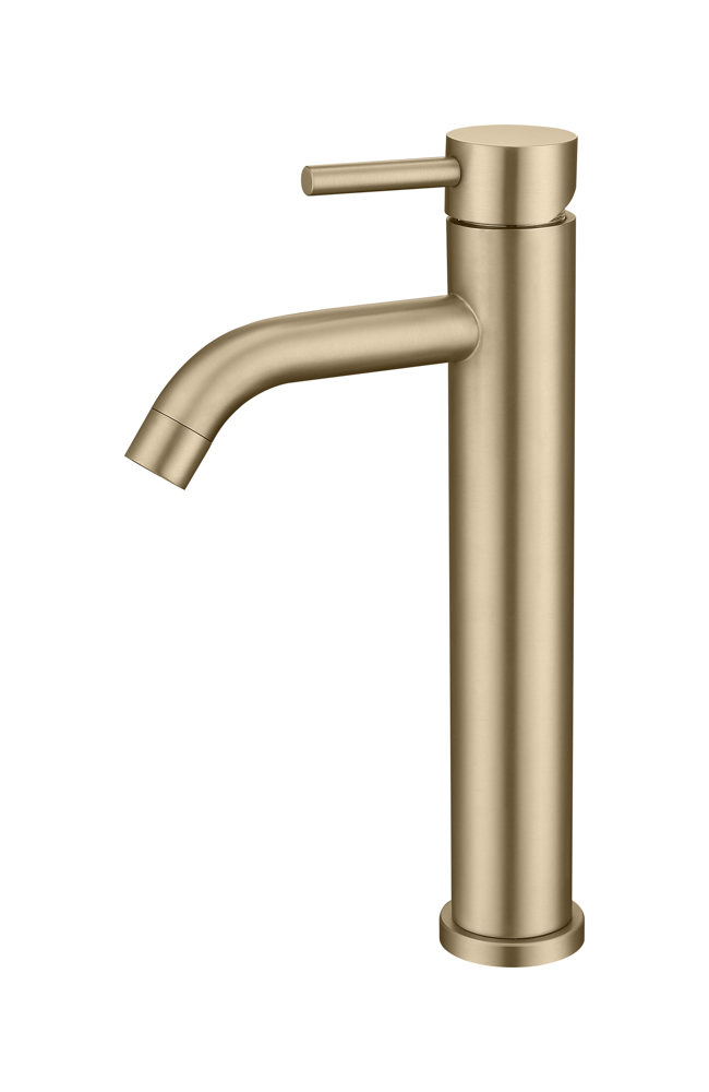 Grifo Monomando de Lavabo Alto ROCK Oro Cepillado