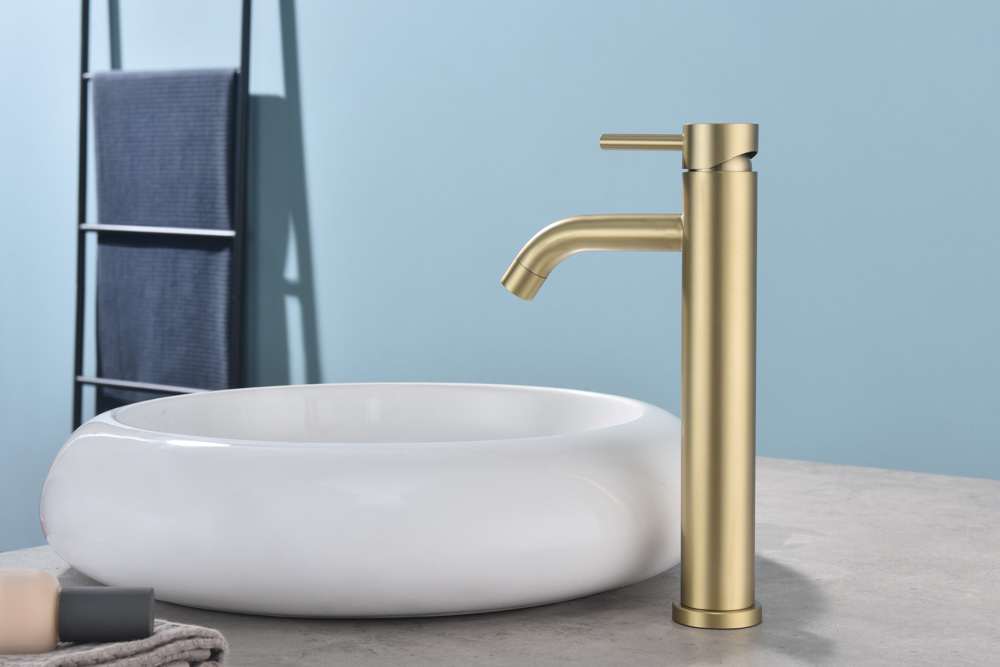 Grifo Monomando de Lavabo Alto ROCK Oro Cepillado - Imagen 2