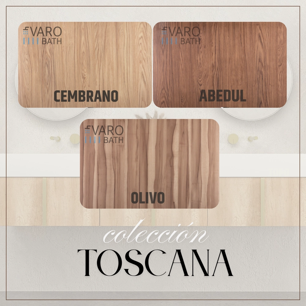 Mueble de baño suspendido 2 cajones TOSCANA con lavabo porcelana acabado millerigue ABEDUL - Imagen 6