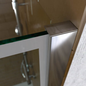 Mampara de ducha ZEN fija decorado industrial- vidrio 8MM - Tratamiento anti-cal incluido - Incluye brazo de seguridad. TALOS