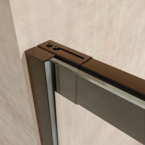 Mampara de ducha AXER frontal 1 fijo - 1 puerta corredera vidrio 6 mm. ACERO INOXIDABLE Negro mate