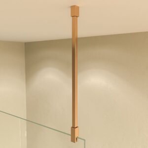 Fijo de ducha mampara ZEN perfil Cobre - Vidrio 8 MM con tratamiento anti-cal incluido- Brazo sujección acero inox. extensible