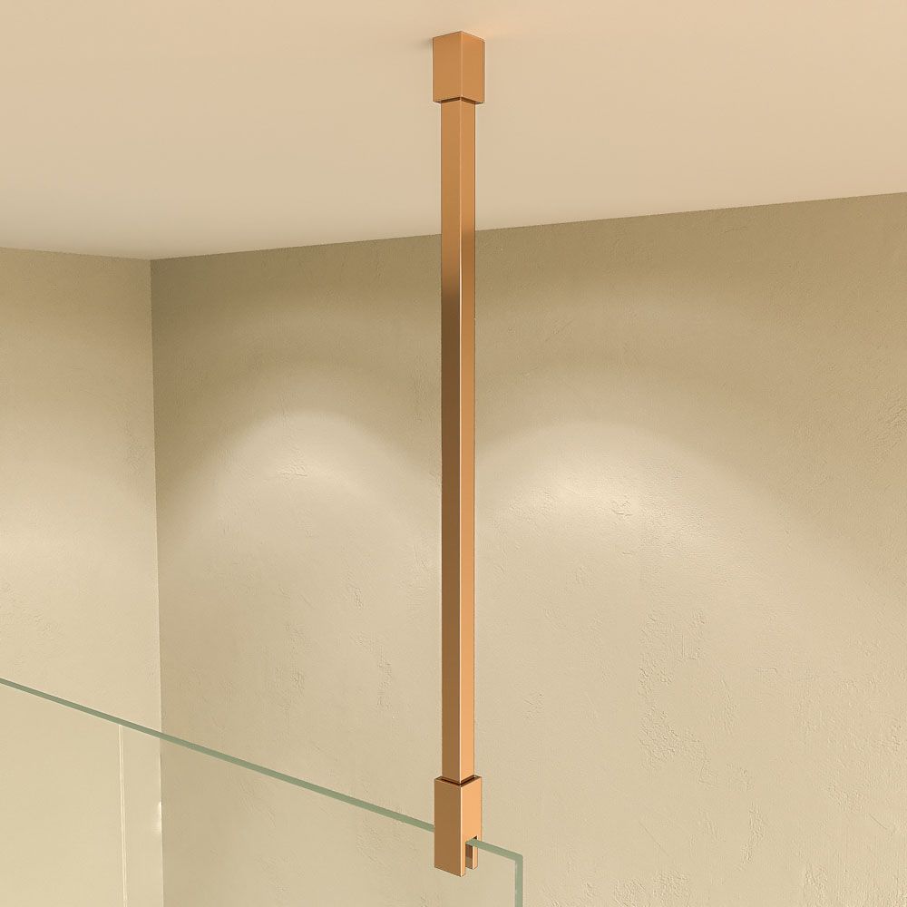 Fijo de ducha mampara ZEN perfil Cobre - Vidrio 8 MM con tratamiento anti-cal incluido- Brazo sujección acero inox. extensible - Imagen 5