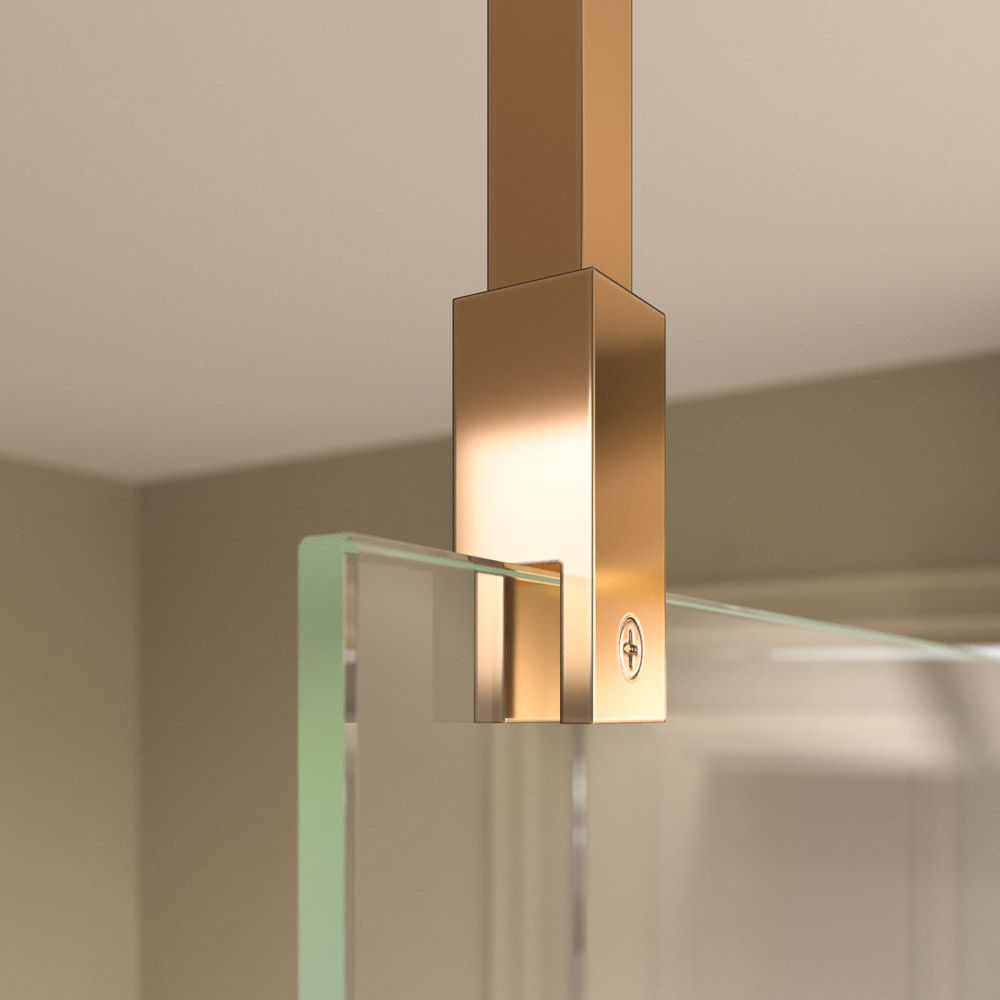 Fijo de ducha mampara ZEN perfil Cobre - Vidrio 8 MM con tratamiento anti-cal incluido- Brazo sujección acero inox. extensible - Imagen 4