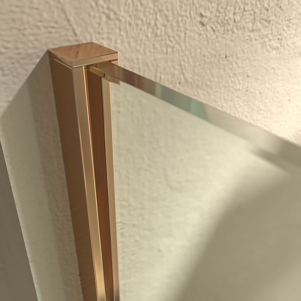 Fijo de ducha mampara ZEN perfil Cobre - Vidrio 8 MM con tratamiento anti-cal incluido- Brazo sujección acero inox. extensible - Imagen 2