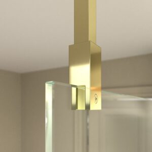 Fijo de ducha mampara ZEN perfil Cobre - Vidrio 8 MM con tratamiento anti-cal incluido- Brazo sujección acero inox. extensible