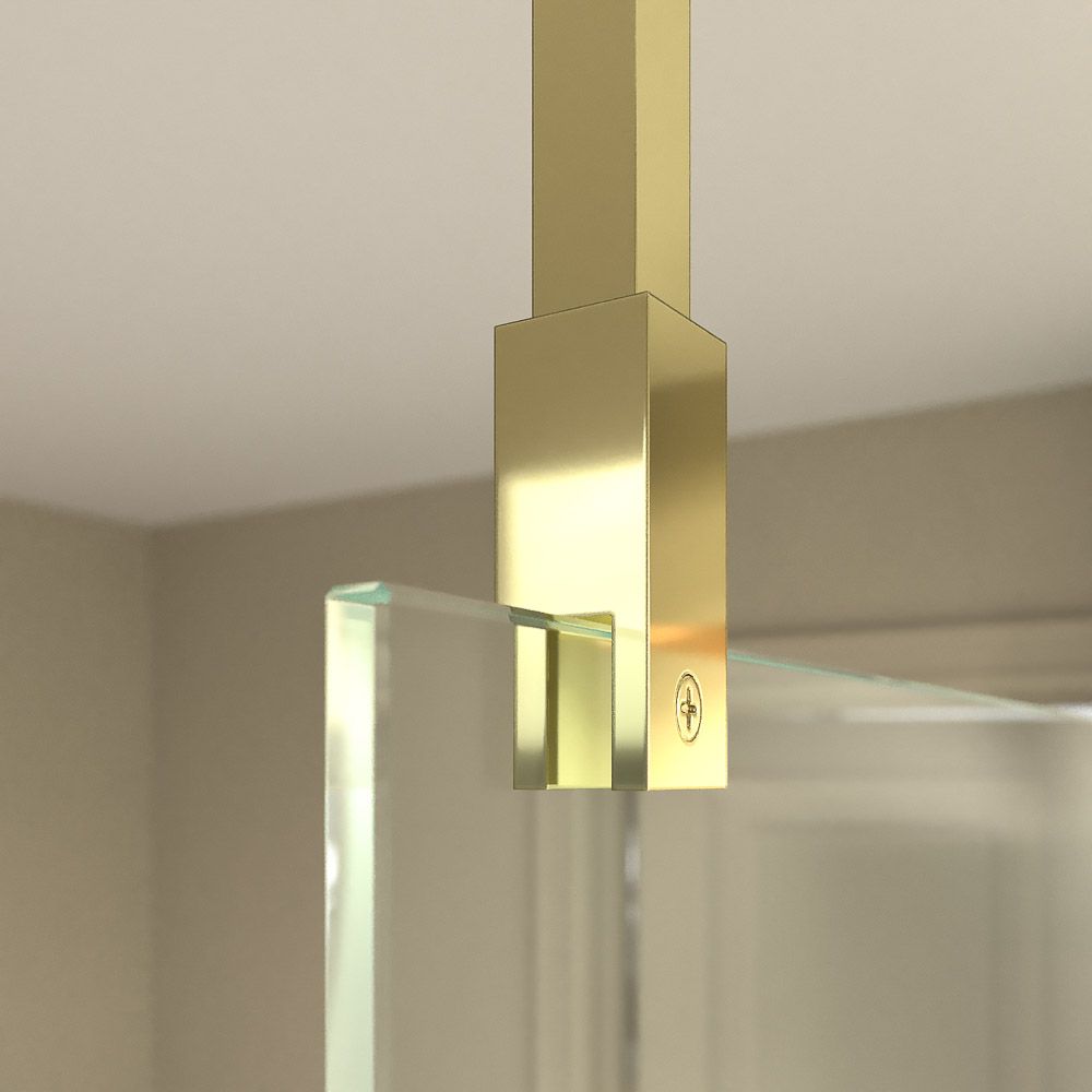 Fijo de ducha mampara ZEN perfil Cobre - Vidrio 8 MM con tratamiento anti-cal incluido- Brazo sujección acero inox. extensible - Imagen 8
