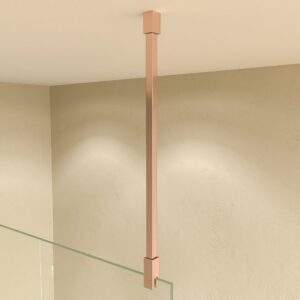 Fijo de ducha mampara ZEN perfil Cobre - Vidrio 8 MM con tratamiento anti-cal incluido- Brazo sujección acero inox. extensible