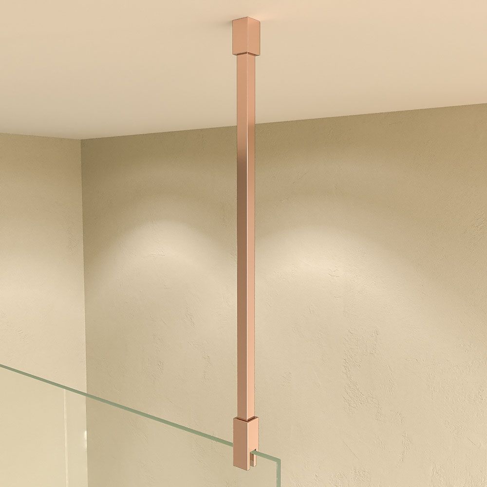 Fijo de ducha mampara ZEN perfil Cobre - Vidrio 8 MM con tratamiento anti-cal incluido- Brazo sujección acero inox. extensible - Imagen 6