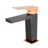 Grifo Monomando de Lavabo INFINITE Negro Cristal / Oro Rosa