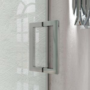 Mampara de ducha TECH HIGH frontal 1 fijo - 1 puerta corredera vidrio 8 mm. ACERO INOXIDABLE fabricada a techo