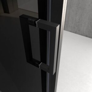 Mampara de ducha NOVUM rectangular 1 fijo - 1 puerta corredera + 1 fijo vidrio 6 mm.  Parsol gris ACERO INOXIDABLE Gun metal