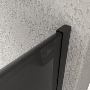 Mampara de ducha NOVUM rectangular 1 fijo - 1 puerta corredera + 1 fijo vidrio 6 mm.  Parsol gris ACERO INOXIDABLE Gun metal